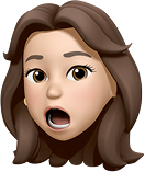 Memoji de Erika Pinedo con expresión de sorpresa, representando creatividad