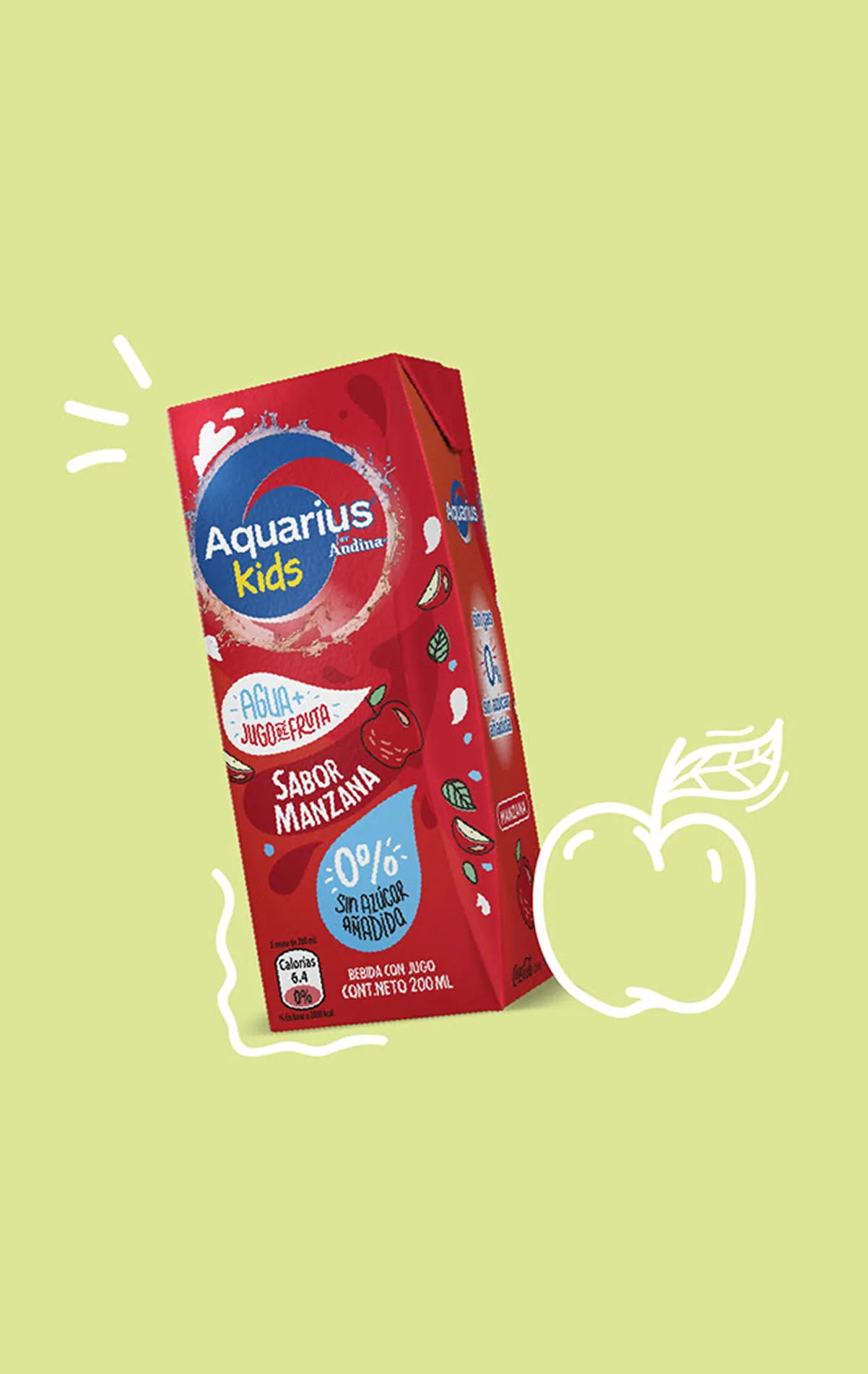 Caja Aquarius Kids sabor manzana 200 ml de la plataforma KIDS Coca-Cola.
