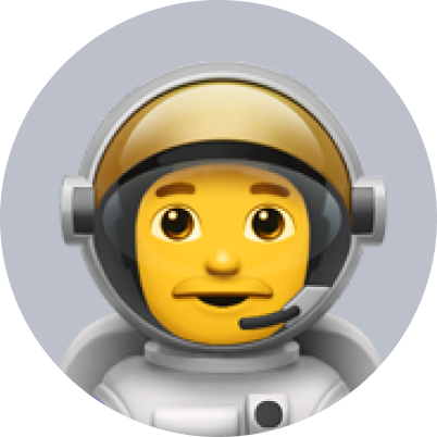 Emoji de astronauta con casco espacial y micrófono.